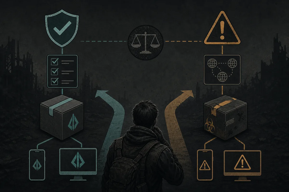 Editorial safety graphic for checking Devastated Game and Devastate Game sources